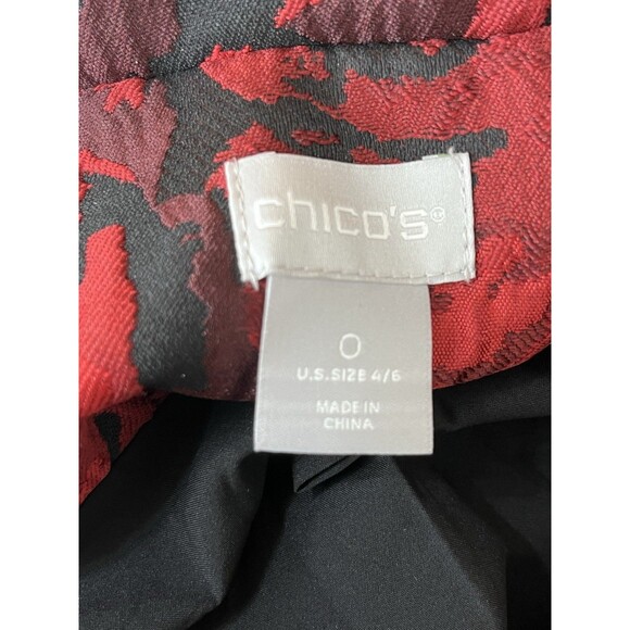 Chicos Tapestry Woven Rose Red Art Printed Blazer Jacket S 0 2/4 - Picture 7 of 8